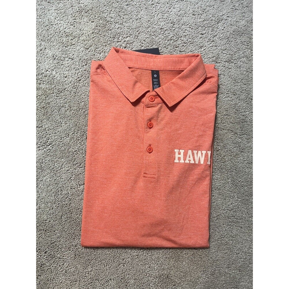 Lululemon Orange Performance Atlanta Hawks Mens Golf Polo shirt L NWT